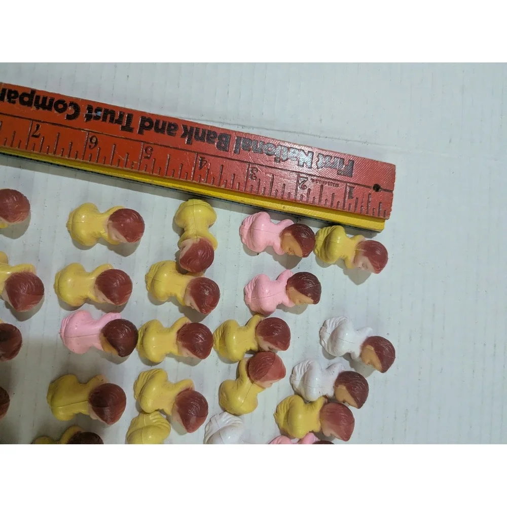 Vintage Hard Plastic Miniature Sleeping Baby 25 Pieces Pink Yellow White 1 Inch